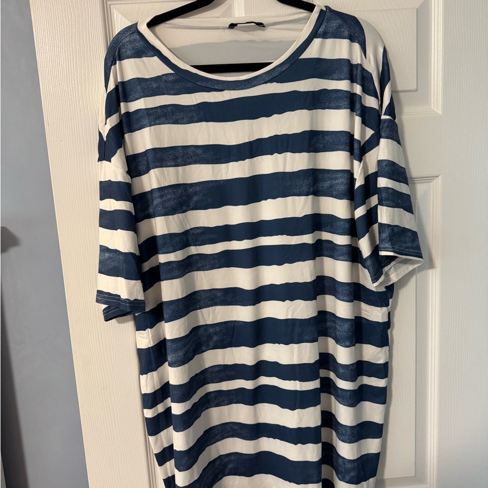 Blue and White Striped T-Shirt